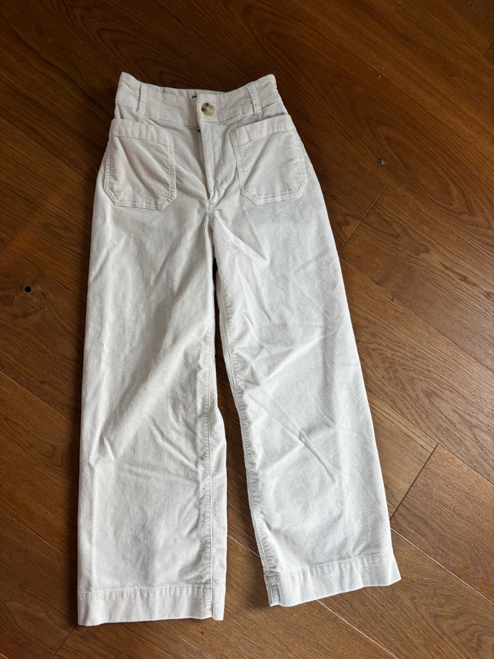 Maeve Cream Corduroy Wide-Leg Pants